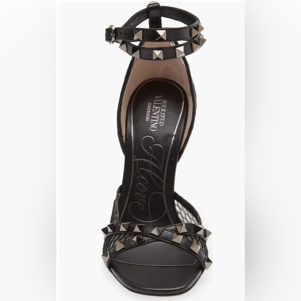 Valentino Garavani Black Mesh Studded Heels - Picture 4 of 15